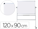 926357 - Tableau blanc q-connect à roulettes mélaminé double face pivotant cadre aluminium surface laquée ample auget 120x90cm
