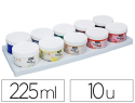 38007 - Gouache doigt pébéo tacticolor socle plastique coloris assortis 10 pots 225ml