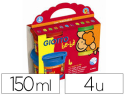 10292 - Gouache doigt giotto be-bè coloris brillants assortis base eau pot 150ml set 4 unités